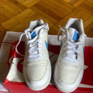 Nike Cream and Blue Athletic Shoes